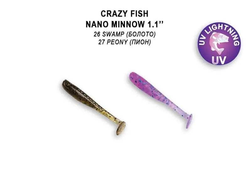 Силиконовые приманки Crazy Fish Nano minnow 1.1" 68-27-26/27-5