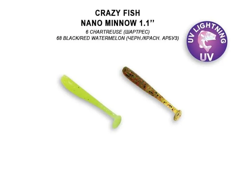 Силиконовые приманки Crazy Fish Nano minnow 1.1" 68-27-6/68-5
