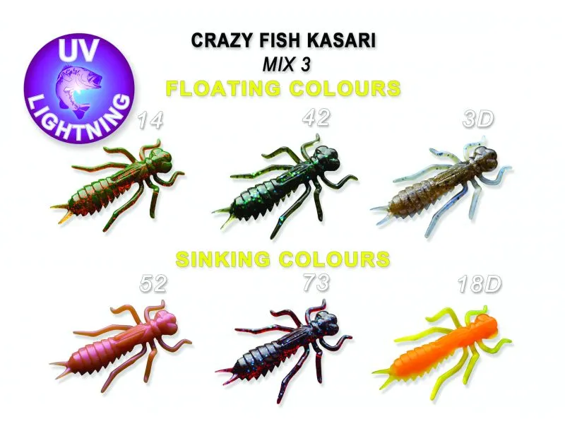 Силиконовые приманки Crazy Fish Kasari 1.6" 51-40-M3-7-FS