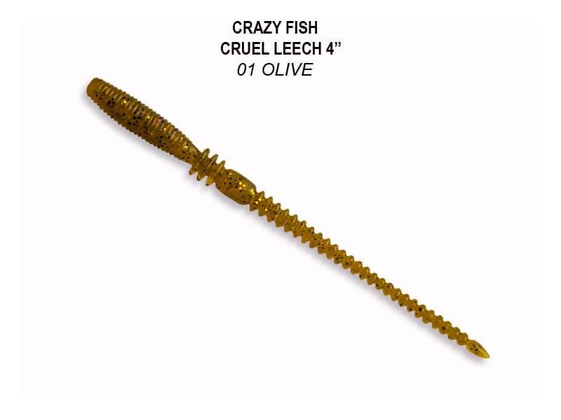 Силиконовые приманки Crazy Fish Cruel leech 4" 41-100-1-6