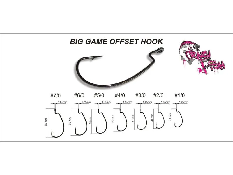 Офсетный крючок Crazy Fish Big Game Offset Hook №5/0 5 шт. недорого в интернет магазине Спиннингист Лайф