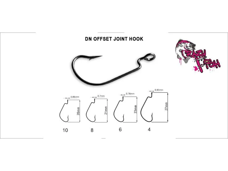 Офсетный крючок Crazy Fish DN Offset Joint Hook №4 15 шт. недорого в интернет магазине Спиннингист Лайф