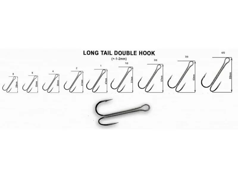 Двойной крючок Crazy Fish Long Tail Double Hook №8 5 шт недорого в интернет магазине Спиннингист Лайф