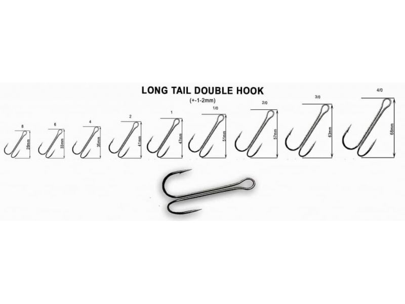 Двойной крючок Crazy Fish Long Tail Double Hook №1 4 шт недорого в интернет магазине Спиннингист Лайф