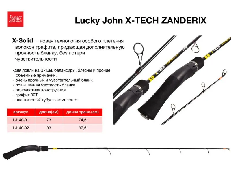Удилище зимние Lucky John X-Tech Zanderix 73см купить в Казани с доставкой по России в рыболовном интернет-магазине Spinningistlife