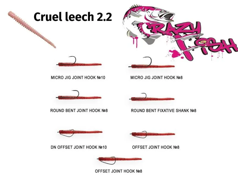 Силиконовые приманки Crazy Fish Cruel leech 2.2" 8-55-40-6