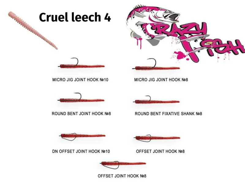 Силиконовые приманки Crazy Fish Cruel leech 4" 40-100-16-6
