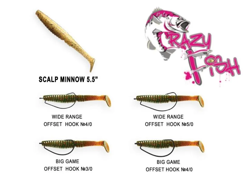 Силиконовые приманки Crazy Fish Scalp minnow 5.5" 19-130-5-4