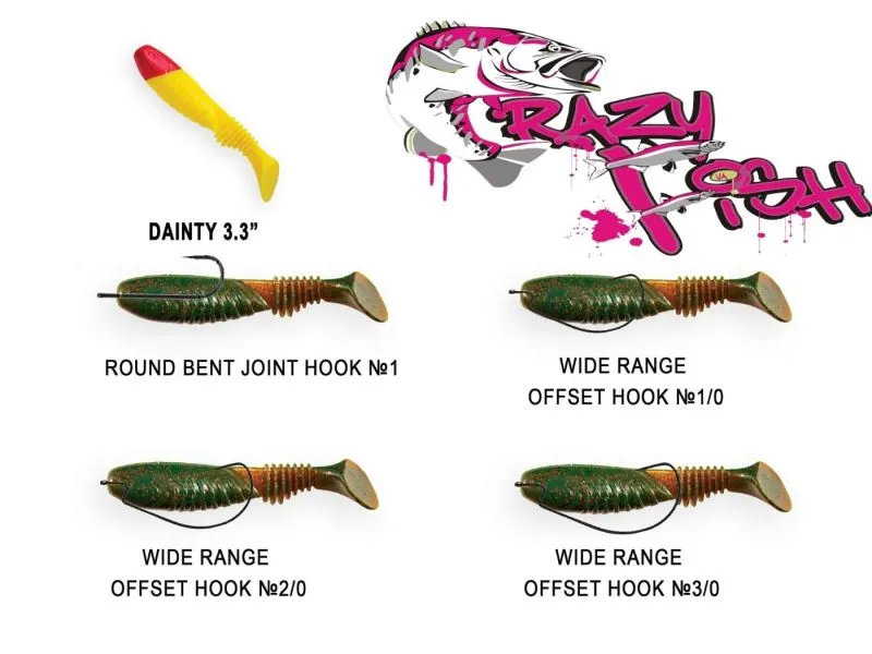 Силиконовые приманки Crazy Fish Dainty 3.3" 25-85-12-6