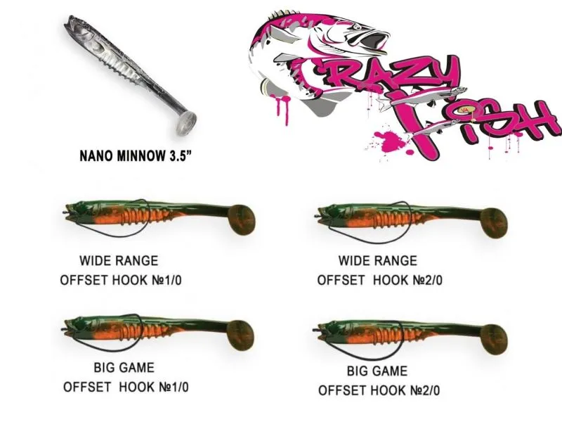 Силиконовые приманки Crazy Fish Nano minnow 3.5" 54-90-1-7-F