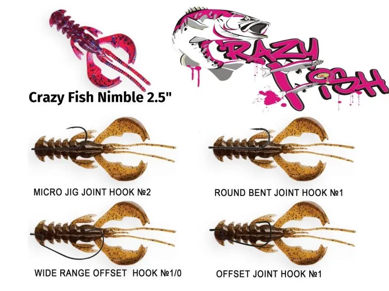 Силиконовые приманки Crazy Fish Nimble 2.5" 44-65-85-6