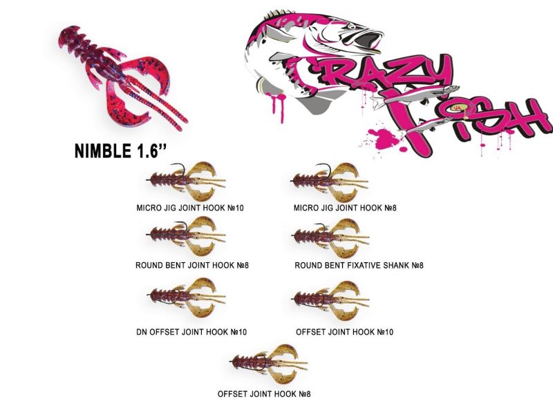 Силиконовые приманки Crazy Fish Nimble 1.6" 49-40-8d-6