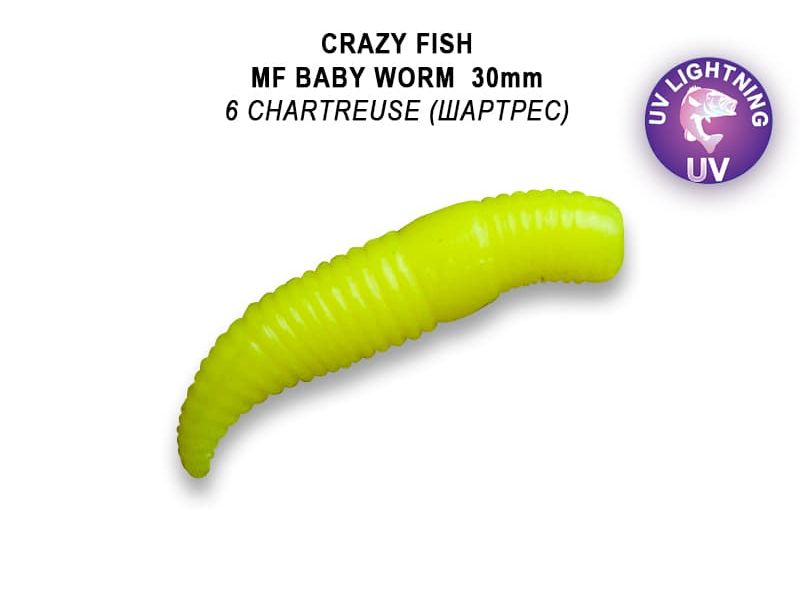 Силиконовые приманки Crazy Fish MF Baby worm 1.2" плавающие 65-30-6-9-EF