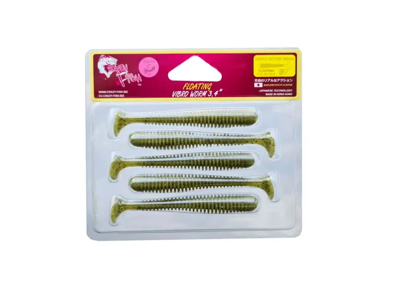 Силиконовые приманки Crazy Fish Vibro worm 3.4" 12-85-16-6-F