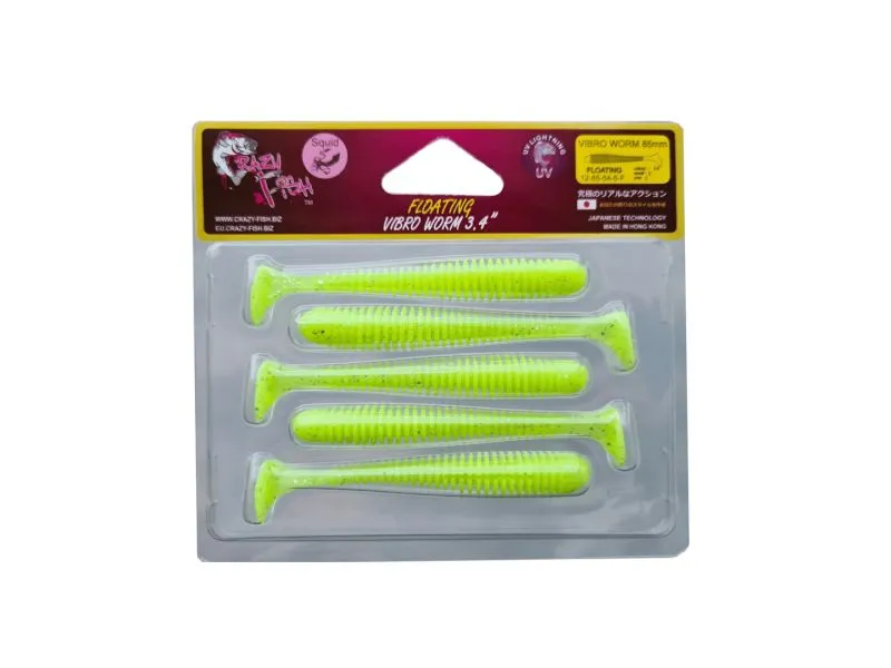 Силиконовые приманки Crazy Fish Vibro worm 3.4" 12-85-54-6-F