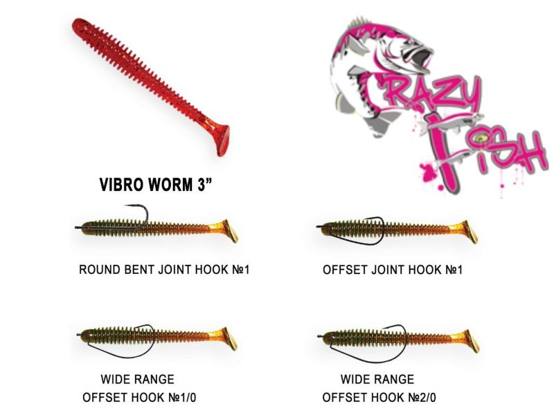 Силиконовые приманки Crazy Fish Vibro worm 3'' 11-75-9-6