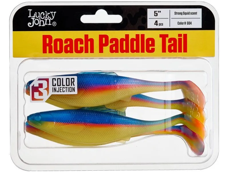 Виброхвосты съедобные LJ Pro Series Roach Paddle Tail​ 5.0in (12.70)/G04 4шт