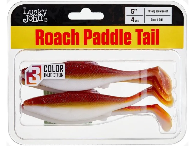 Виброхвосты съедобные LJ Pro Series Roach Paddle Tail​ 5.0in (12.70)/G01 4шт