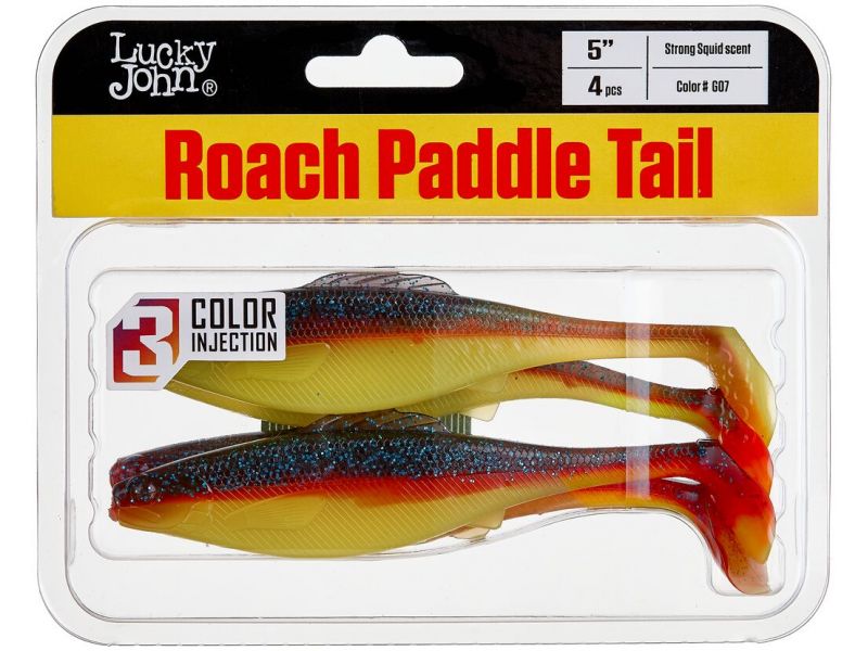 Виброхвосты съедобные LJ Pro Series Roach Paddle Tail​ 5.0in (12.70)/G07 4шт