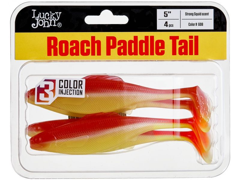 Виброхвосты съедобные LJ Pro Series Roach Paddle Tail​ 5.0in (12.70)/G08 4шт