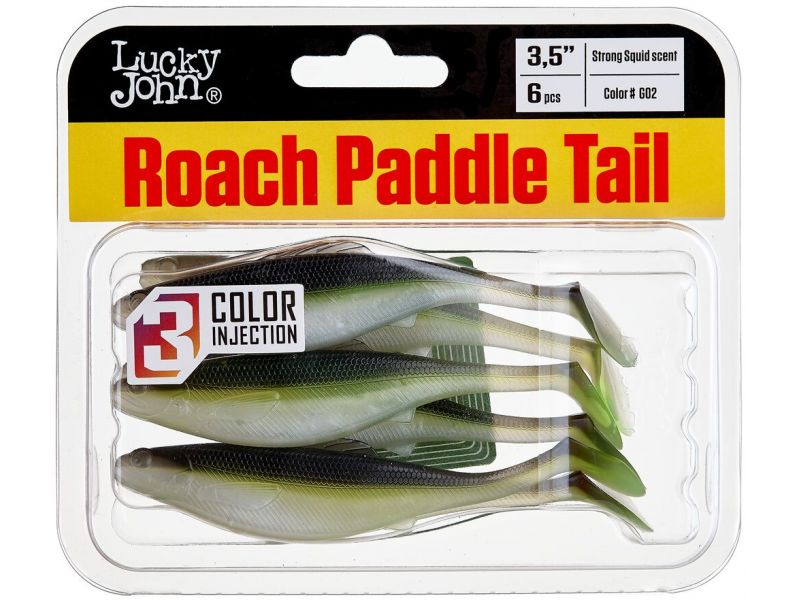 Виброхвосты съедобные LJ Pro Series Roach Paddle Tail​ 3.5in (08.89)/G02 6шт
