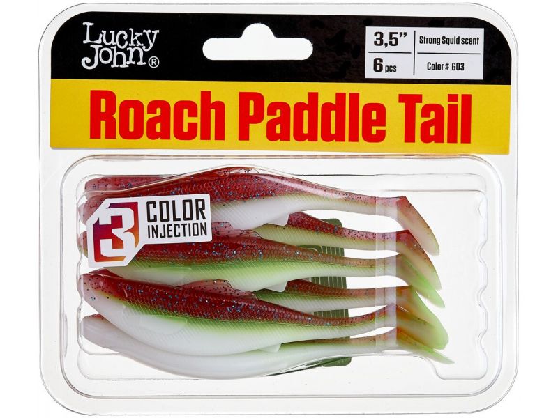 Виброхвосты съедобные LJ Pro Series Roach Paddle Tail​ 3.5in (08.89)/G03 6шт
