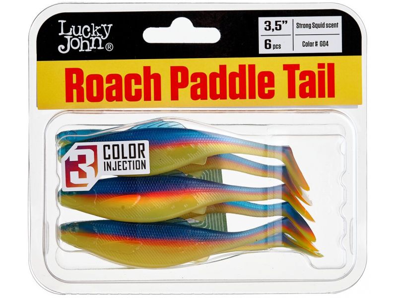 Виброхвосты съедобные LJ Pro Series Roach Paddle Tail​ 3.5in (08.89)/G04 6шт