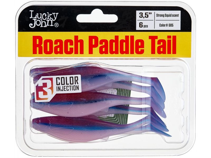 Виброхвосты съедобные LJ Pro Series Roach Paddle Tail​ 3.5in (08.89)/G05 6шт
