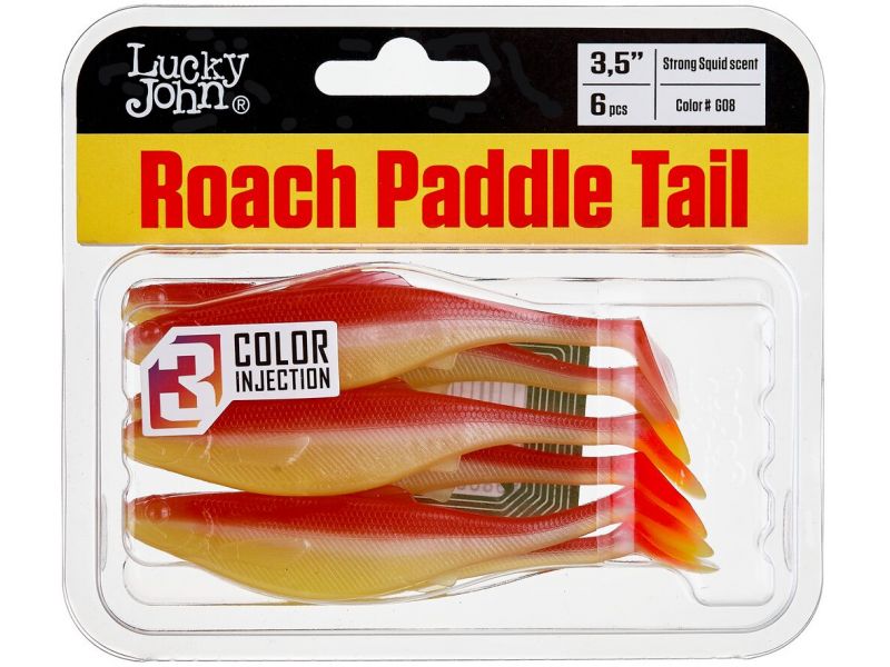 Виброхвосты съедобные LJ Pro Series Roach Paddle Tail​ 3.5in (08.89)/G08 6шт
