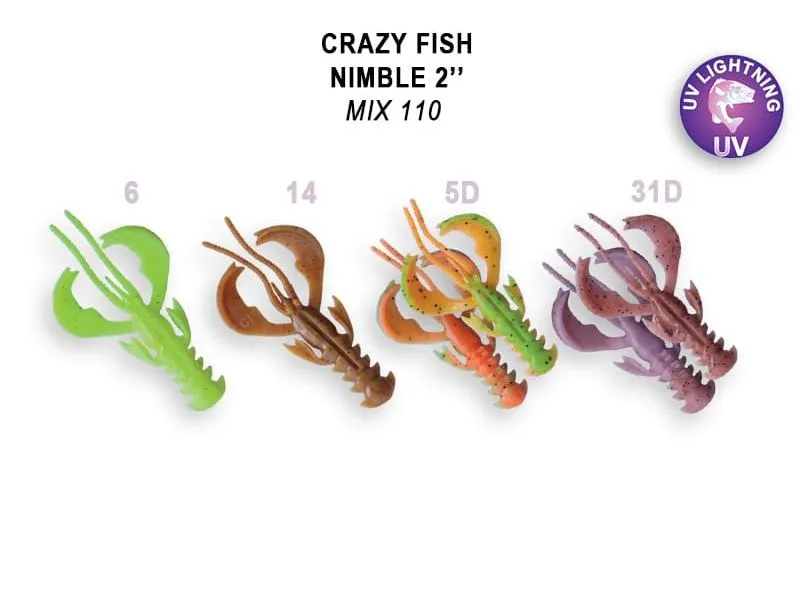 Силиконовые приманки Crazy Fish Nimble 2" 50-50-M110-6-F
