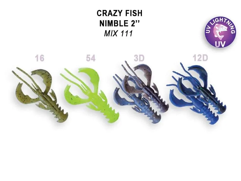 Силиконовые приманки Crazy Fish Nimble 2" 50-50-M111-6-F