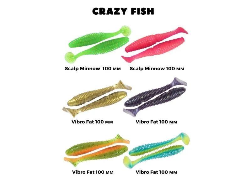 Набор для рыбалки Crazy Fish Fat 100мм и Scalp Minnow 100мм 20-30 гр