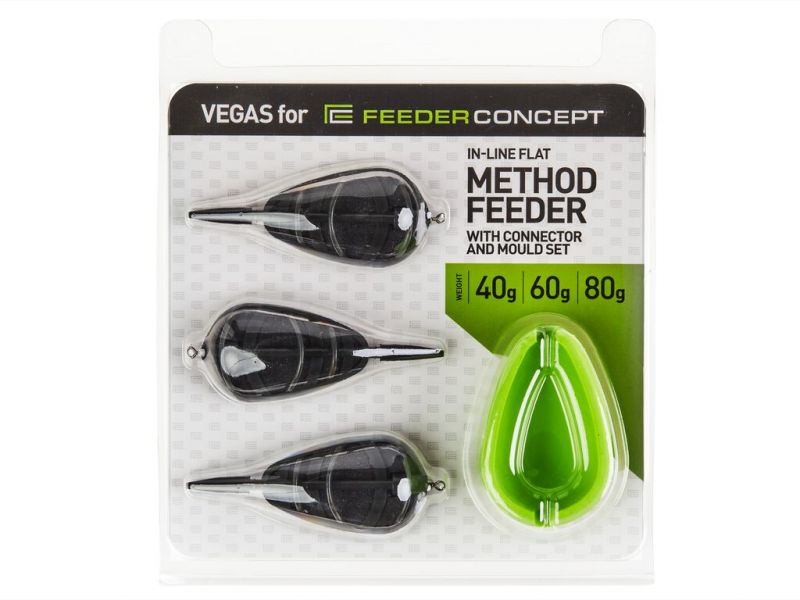 Набор фидерных кормушек Feeder Concept Vegas Flat Method 40 60 80г 3шт. и уплотнитель