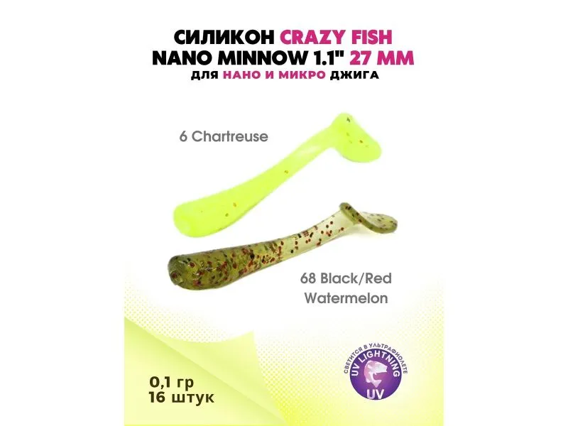 Силиконовые приманки Crazy Fish Nano minnow 1.1" 68-27-6/68-5