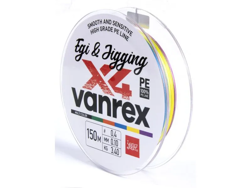 Леска плетёная Lucky John Vanrex Egi & Jigging х4 Braid Multi Color 150/010