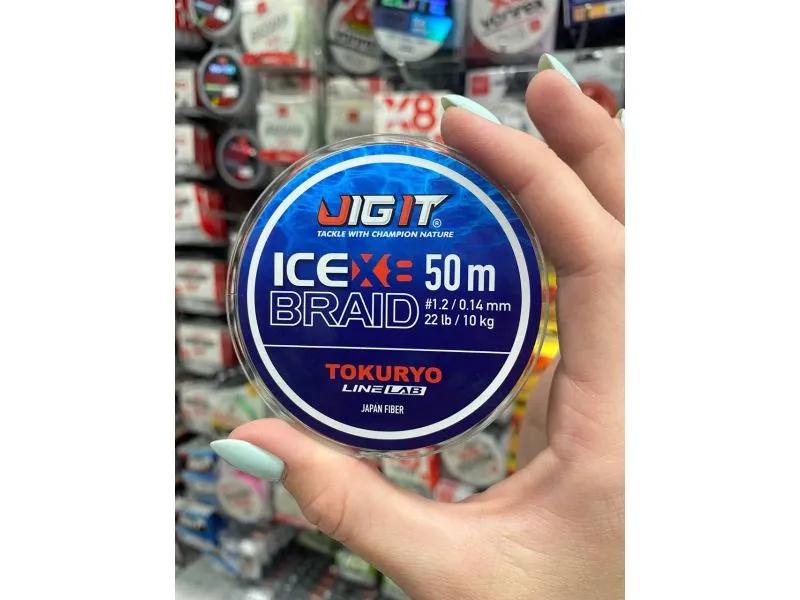 Плетёный шнур Jig It x Tokuryo Ice Braid X8 Blue 1.2 PE 50m купить в Казани с доставкой по России в рыболовном интернет-магазине Spinningistlife