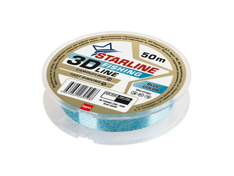 Монофильная леска Iam Starline 3D Line Pixel 50м 0.10mm 1.2kg (blue) купить в Казани с доставкой по России в рыболовном интернет-магазине Spinningistlife