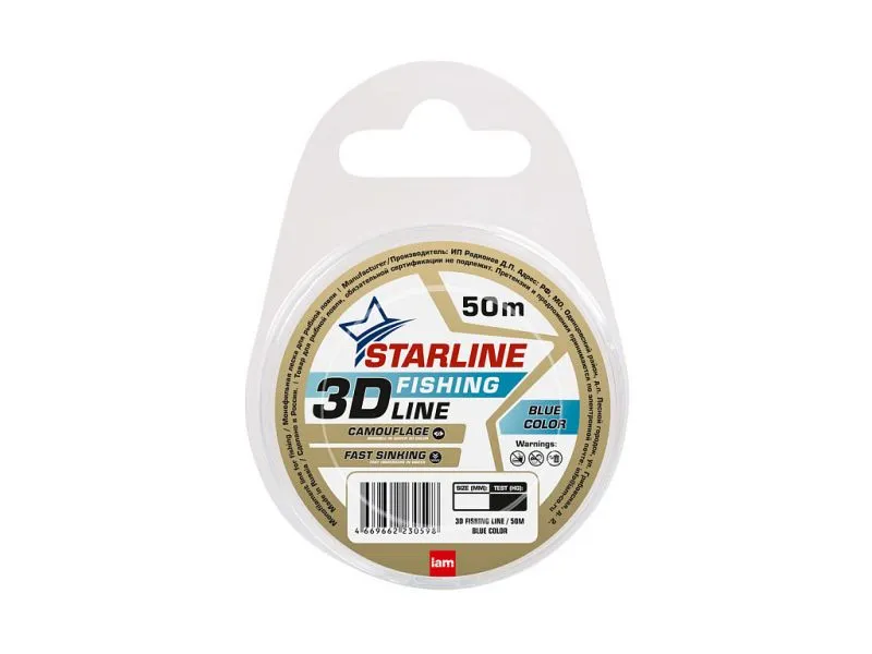 Монофильная леска Iam Starline 3D Line Pixel 50м 0.10mm 1.2kg (blue) купить в Казани с доставкой по России в рыболовном интернет-магазине Spinningistlife