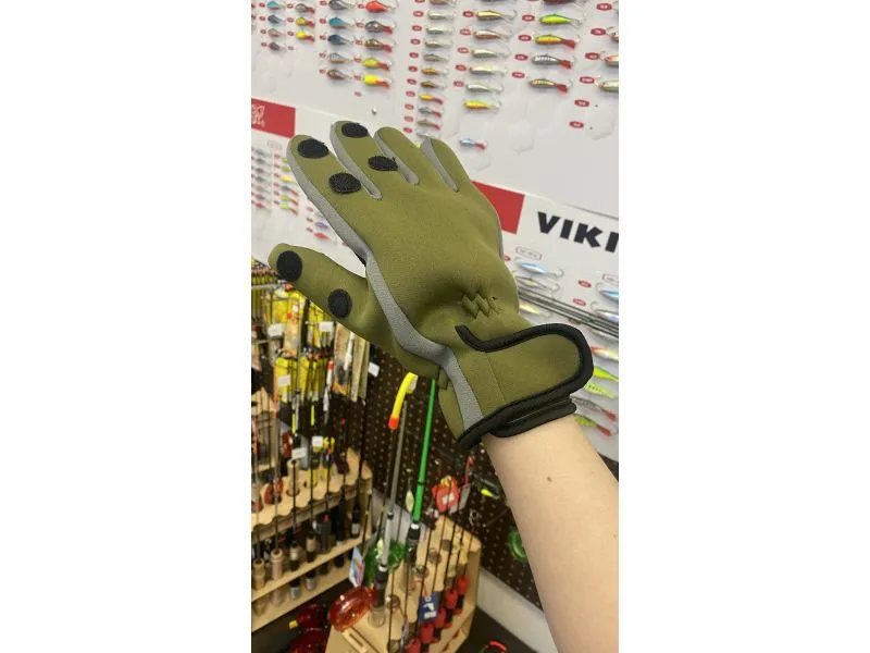 Перчатки неопрен зеленые для  зимней рыбалки купить в Казани с доставкой по России в рыболовном интернет-магазине Spinningistlife
