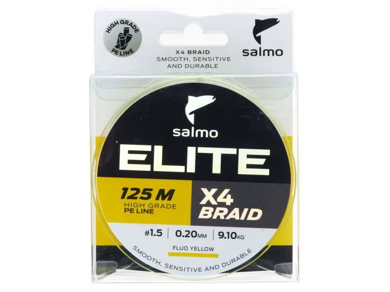 Леска плетёная Salmo Elite х4 Braid Fluo Yellow 125/020 купить в Казани с доставкой по России в рыболовном интернет-магазине Spinningistlife